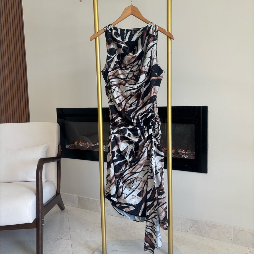 Adrienne Landau Asymmetrical Animal Print Dress